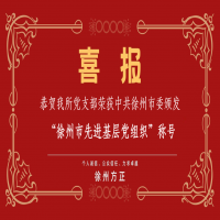 恭賀我所黨支部榮獲“徐州市先進(jìn)基層黨組織”稱(chēng)號(hào)